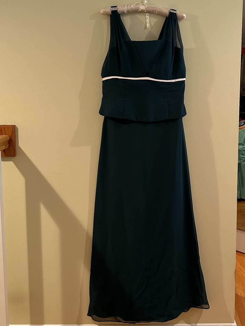 Jordan Dark Green Sleeveless Maxi Dress with White Waist Trim
